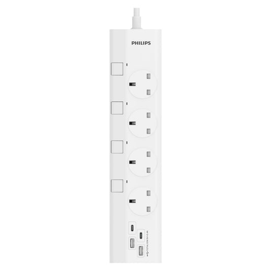 PHILIPS 四位獨立開關附2A2C USB 充電電拖板